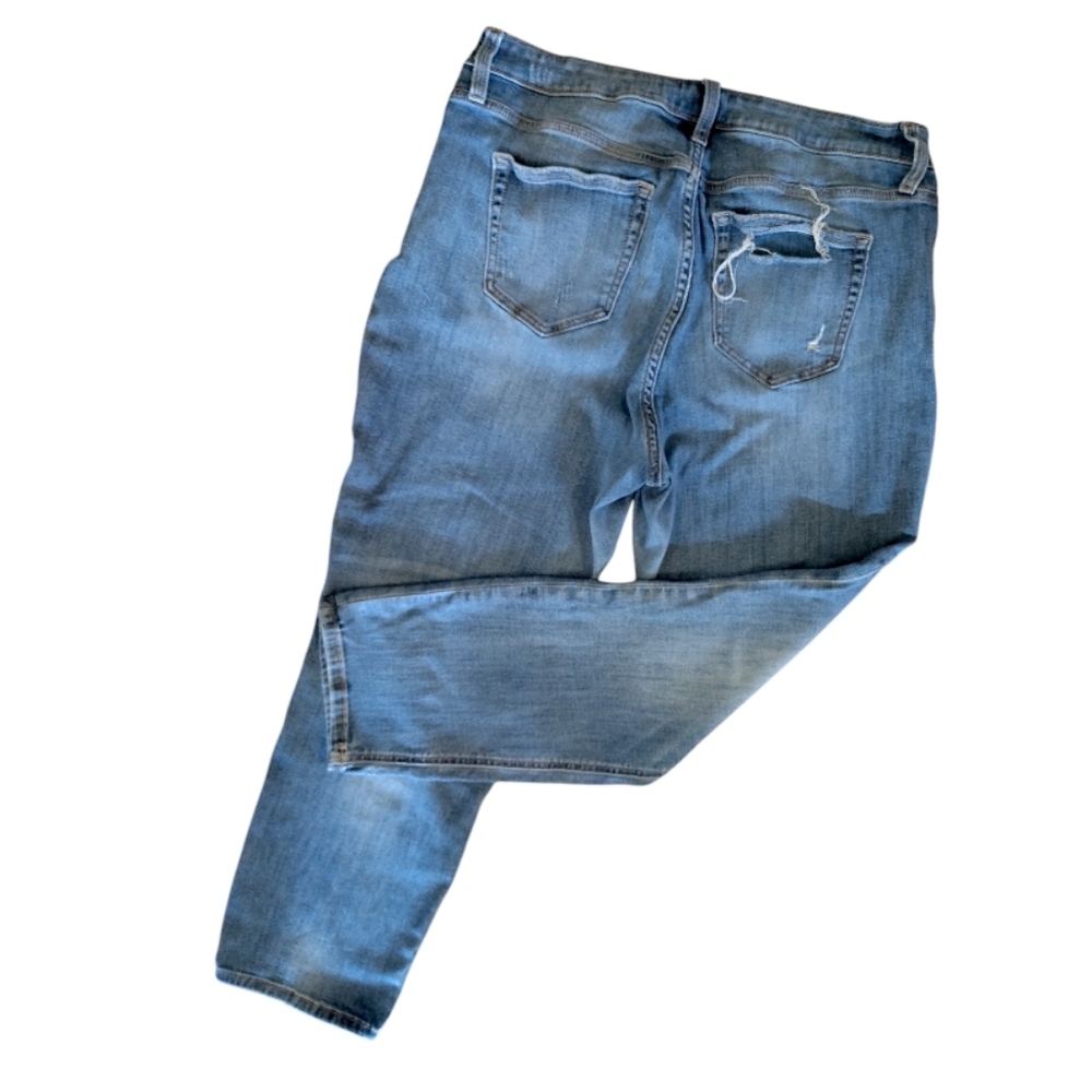 Ceros Blue Distressed High Waist Straight Leg Ankle Jeans Plus 14 Cropped - Picture 7 of 10